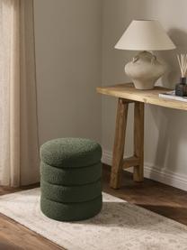 Pouf en bouclette avec rangement Alto, Bouclette vert foncé, Ø 44 x haut. 48 cm