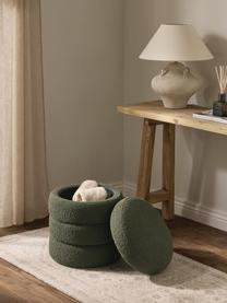 Pouf en bouclette avec rangement Alto, Bouclette vert foncé, Ø 44 x haut. 48 cm