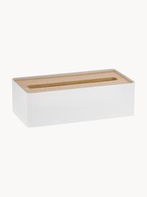 Kosmetiktuchbox Rin, Deckel: Holz, Weiss, Helles Holz, B 26 x T 13 cm