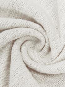 Plaid coton beige avec pompons Sorbet, 100 % coton, Beige, larg. 130 x long. 170 cm