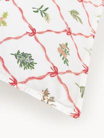 Federa reversibile in cotone percalle con stampe invernali Twigs, Bianco latte, multicolore, Larg. 50 x Lung. 80 cm