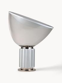 Lámpara de mesa LED regulable Taccia, Pantalla: plástico, Estructura: plástico, metal recubiert, Acero inoxidable, transparente, Ø 50 x Al 65 cm