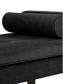 Bettbank Mia mit Kissen, Bezug: 92% Polyester, 8% Nylon, Beine: Birkenholz, lackiert, Stoff Schwarz, Birkenholz, lackiert, B 115 x H 61 cm