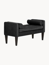 Banc bout de lit avec coussins Mia, Tissu noir, larg. 115 x haut. 61 cm