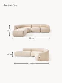 Sofá rinconera modular Sofia (4 plazas), Tapizado: 100% polipropileno Alta r, Estructura: madera de abeto, tablero , Patas: plástico El material util, Tejido beige claro, An 319 x F 298 cm, chaise longue derecha