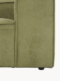 Modulaire bank Lennon (4-zits) van corduroy, Bekleding: corduroy (92% polyester, , Frame: massief grenenhout, multi, Poten: kunststof Dit product is , Corduroy olijfgroen, B 327 x H 119 cm