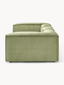 Modulares Sofa Lennon (4-Sitzer) aus Cord, Bezug: Cord (92 % Polyester, 8 %, Gestell: Massives Kiefernholz, Spe, Cord Olivgrün, B 327 x T 119 cm