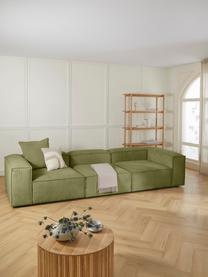 Modulares Sofa Lennon (4-Sitzer) aus Cord, Bezug: Cord (92 % Polyester, 8 %, Gestell: Massives Kiefernholz, Spe, Cord Olivgrün, B 327 x T 119 cm