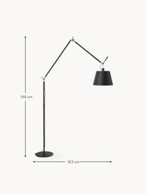 Lampa podłogowa Tolomeo Mega, Stelaż: aluminium powlekane, Czarny, W 148 cm