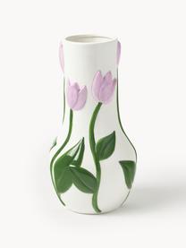 Vaso fatto a mano Tulip, alt. 31 cm, Dolomite, Viola, bianco latte, verde oliva, Ø 16 x Alt. 31 cm