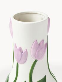 Vaso fatto a mano Tulip, alt. 31 cm, Dolomite, Viola, bianco latte, verde oliva, Ø 16 x Alt. 31 cm