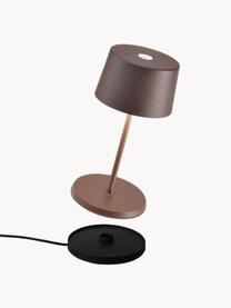 Lampada da tavolo piccola portatile a LED con luce regolabile Olivia Pro, Lampada: alluminio rivestito, Torrone, Ø 11 x Alt. 22 cm