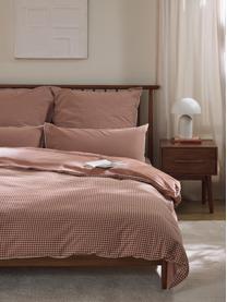 Seersucker-Bettdeckenbezug Davey mit Karo-Muster, Webart: Seersucker Fadendichte 16, Terrakotta, Weiss, B 200 x L 200 cm