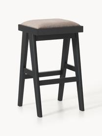 Tabouret de bar rembourré Sissi, Tissu grège, bois noir, larg. 46 x haut. 75 cm