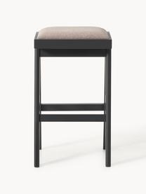 Tabouret de bar rembourré Sissi, Tissu grège, bois noir, larg. 46 x haut. 75 cm