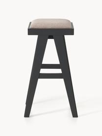 Tabouret de bar rembourré Sissi, Tissu grège, bois noir, larg. 46 x haut. 75 cm