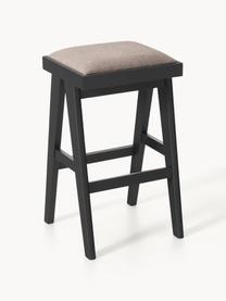 Tabouret de bar rembourré Sissi, Tissu grège, bois noir, larg. 46 x haut. 75 cm