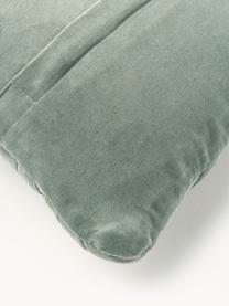 Housse de coussin en velours texturé Sina, Velours (100 % coton), Vert sauge, larg. 30 x long. 50 cm