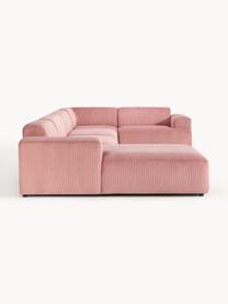 Divano angolare XL in velluto a coste Melva, Rivestimento: velluto a coste (92% poli, Struttura: legno massiccio di pino e, Piedini: plastica Questo prodotto , Velluto a coste rosa antico, Larg. 458 x Prof. 220 cm, chaise-longue a destra