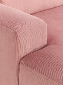 Salon lounge XL en velours côtelé Melva, Velours côtelé rose, larg. 458 x prof. 220 cm, dossier à gauche