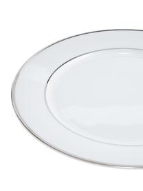 Assiette plate porcelaine bord argenté Ginger, 6 pièces, Porcelaine, Blanc, couleur argentée, Ø 27 cm