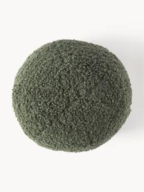 Cojín esférico de borreguillo Dotty, Funda: 100% poliéster (borreguil, Verde oscuro, Ø 30 cm