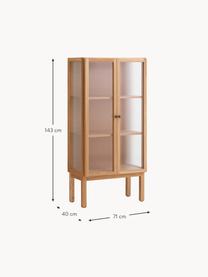 Highboard Curiosity aus Eichenholz, Eichenholz, Glas, Eichenholz, Transparent, B 71 x H 143 cm