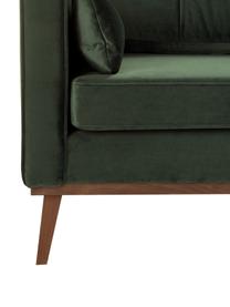 Samt-Sofa Alva (3-Sitzer) in Grün mit Buchenholz-Füssen, Bezug: Samt (Hochwertiger Polyes, Gestell: Massives Kiefernholz, Samt Olive, B 215 x T 92 cm