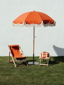 Tumbona plegable con flecos Sling, Asiento: 50% algodón, 50% poliéste, Flecos: algodón, Estructura: madera, Madera clara, naranja, An 59 x Al 79 cm