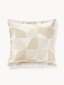 Taie d'oreiller en jacquard de coton à motifs géométriques Elinor, Tons beiges, larg. 50 x long. 70 cm