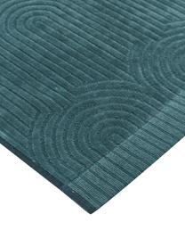 Asciugamano con motivo grafico in rilievo Janet, 100% cotone certificato BCI, Verde smeraldo, Asciugamano, Larg. 50 x Lung. 70 cm