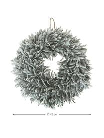 Handgefertigter Weihnachtskranz Vintia Ø 42 cm, beschneit, Kunststoff, Hellblau, Ø 42 cm