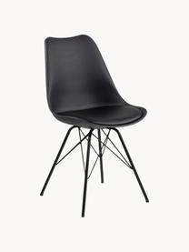 Chaises en cuir synthétique avec assise rembourrée Eris, 2 pièces, Cuir synthétique noir, larg. 49 x prof. 54 cm