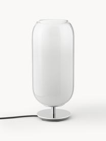 Lampe à poser soufflée bouche Gople, tailles variées, Blanc, argenté, Ø 21 x haut. 49 cm