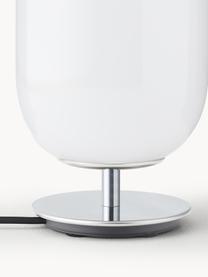 Lampe à poser soufflée bouche Gople, tailles variées, Blanc, argenté, Ø 21 x haut. 49 cm