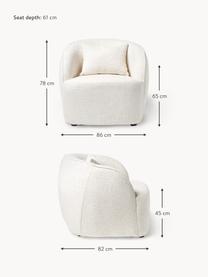 Sillón cóctel en tejido bouclé Elodie, Tapizado: tejido bouclé (70% poliés, Estructura: madera de abedul maciza, , Patas: plástico, Bouclé beige claro, An 86 x Al 78 cm