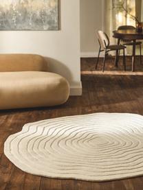 Ručne tuftovaný vlnený koberec v organickom tvare Niria, Lomená biela, Ø 150 cm (veľkosť M)
