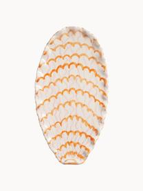 Servierplatte Shellegance, L 35 cm, Steingut, glasiert, Off White, Orange, Hellrosa, B 35 x T 19 cm
