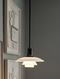 Kleine hanglamp PH 2/1, mondgeblazen, Lampenkap: opaalglas, mondgeblazen, Zwart, wit, Ø 20 x H 14 cm