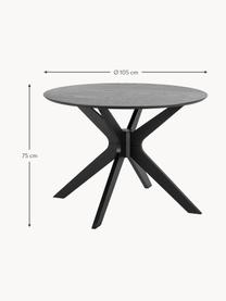 Ronde eettafel Duncan, Ø 105 cm, Tafelblad: MDF met eikenhoutfineer, Poten: massief gelakt berkenhout, Zwart, Ø 105 cm