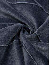 Cuscino in velluto con motivo e imbottitura Pintuck, Rivestimento: 55% rayon, 45% cotone, Blu, Larg. 45 x Lung. 45 cm