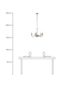 Kronleuchter Richmond mit Antik-Finish, Baldachin: Stahl, satiniert, Chrom, satiniert, Ø 52 x H 56 cm