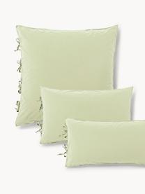 Taie d'oreiller en percale de coton délavé Leonie, Vert clair, larg. 50 x long. 70 cm