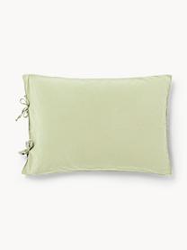 Taie d'oreiller en percale de coton délavé Leonie, Vert clair, larg. 50 x long. 70 cm