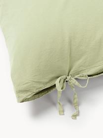 Taie d'oreiller en percale de coton délavé Leonie, Vert clair, larg. 50 x long. 70 cm