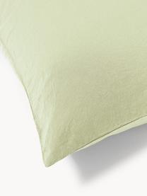 Taie d'oreiller en percale de coton délavé Leonie, Vert clair, larg. 50 x long. 70 cm