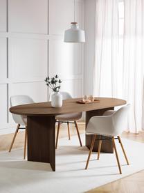 Dřevěný oválný jídelní stůl Toni, 200 x 90 cm, Dřevovláknitá deska střední hustoty (MDF) s lakovaná dýha z ořechového dřeva, Ořechové dřevo, Š 200 cm, H 90 cm