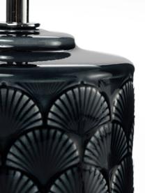 Lampada da tavolo piccola in ceramica Lola Glowing Midnight, Paralume: lino, Base della lampada: ceramica, Blu scuro, bianco, Ø 18 x Alt. 32 cm