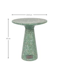 Mesa auxiliar redonda para exterior de terrazo Victoria, Verde, Ø 41 x Al 47 cm