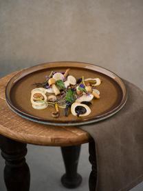 Assiette plate artisanale Quintana, 2 pièces, Ambré, brun, bleu